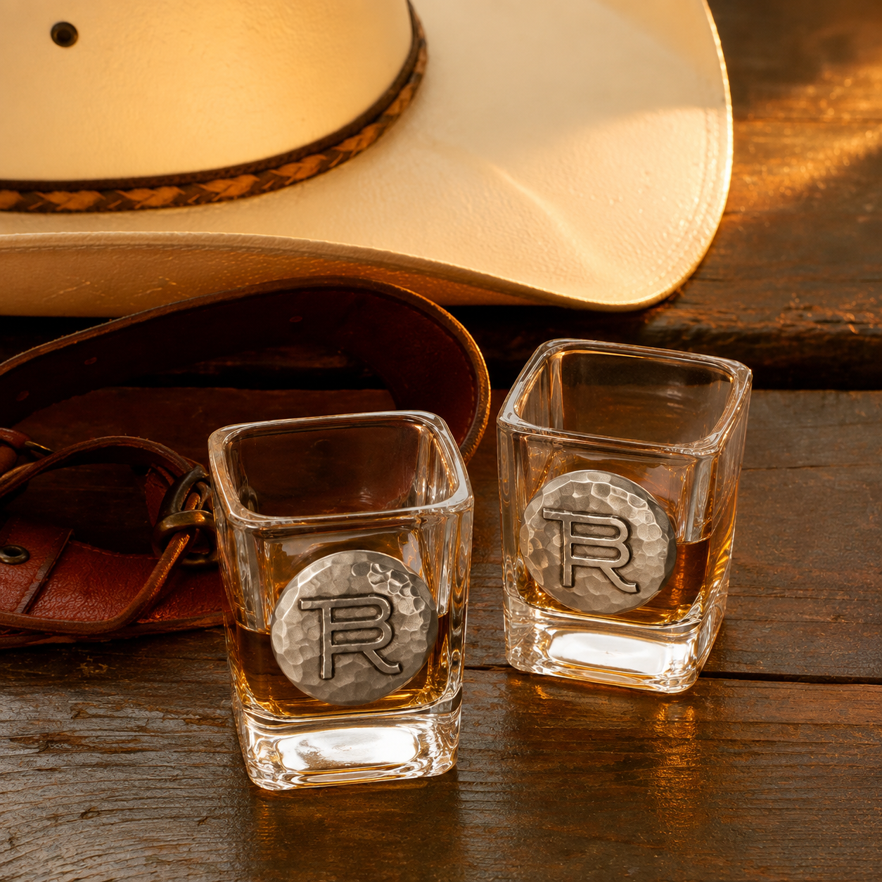 Bosque Ranch Wendell August 2 Piece Shot Glass Wooden Box